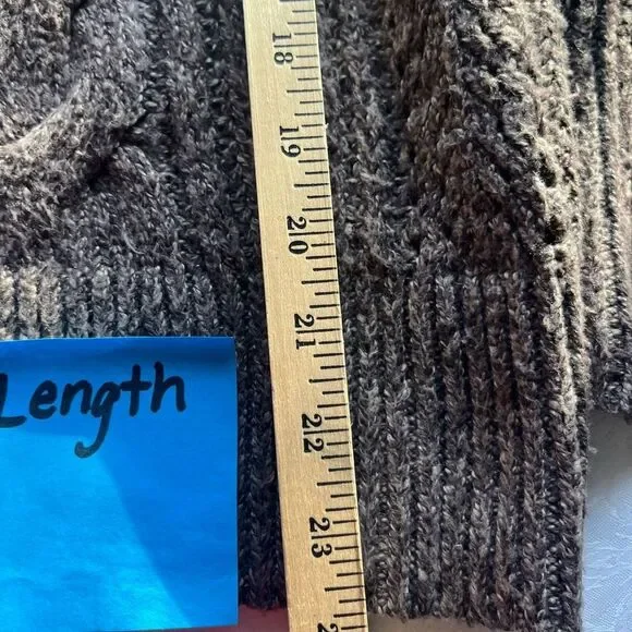 Cliche Chunky Knit Brown Sweater with Ruffle Sleeves woman’s size small - Picture 5 of 7